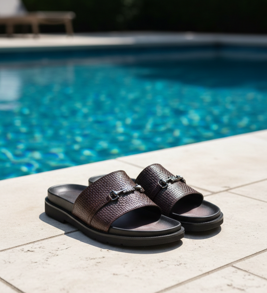 VICK Genuine Leather Sandal – Stride slipper Brown Edition